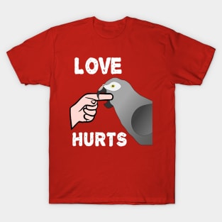 Love Hurts Timneh African Grey Parrot Biting T-Shirt